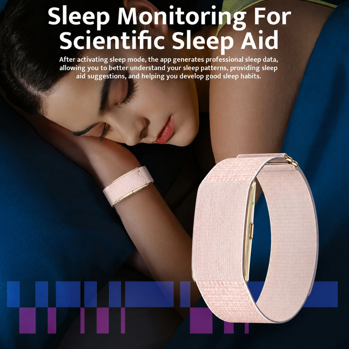 Screenless Fitness Tracker Dual Strap Smart Band GPS Track IP68 Waterproof No Screen Heart Rate Sleep Monitor Calorie Pedometer