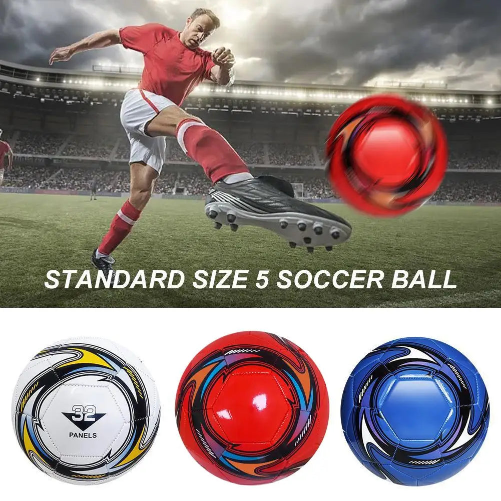 PU Leather Machine-stitched Football Ball Children Adults Professional Soccer Balls Waterproof Size 5 Portable Sports Blue