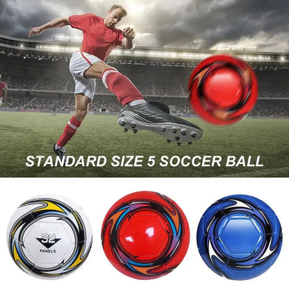 PU Leather Machine-stitched Football Ball Children Adults Professional Soccer Balls Waterproof Size 5 Portable Sports Blue