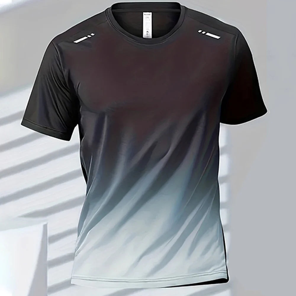 Men's T-shirts Sports T-shirt Quick-drying Gradient Short Sleeve Tees Outdoor Workout Basketball Training Running men clothes
