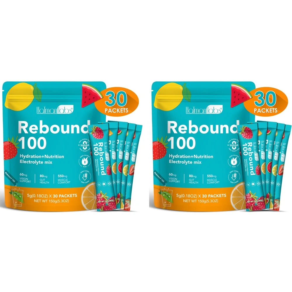 Hatmanlabs Rebound 100 Electrolyte Mix Powder Sugar Free with Potassium Magnesium Zinc Supports Muscle Comfort 30 Packets
