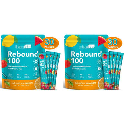 Hatmanlabs Rebound 100 Electrolyte Mix Powder Sugar Free with Potassium Magnesium Zinc Supports Muscle Comfort 30 Packets