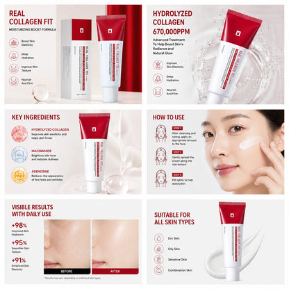 Collagen Fit Face Cream Hydrolyzed Collagen Moisturizing Boost Skin Elasticity Brightening Repair Facial Skin Care Cream