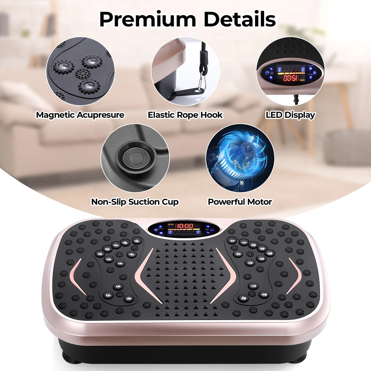 Vibration Plate Exercise Machine - Whole Body Workout Vibration Fitness Platform w/ Loop Bands - Home Training Equipment
