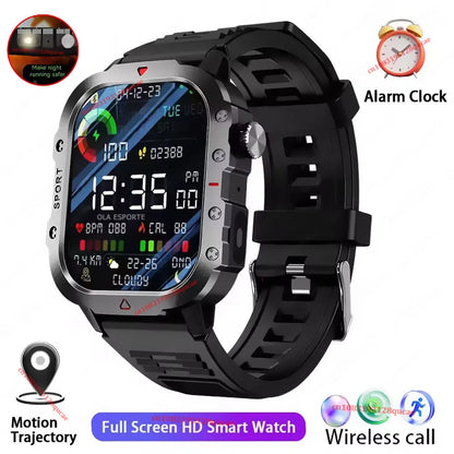 2026 New Military Smart Watch Men IP67 3ATM Outdoor Sports Fitness Tracker Blood Pressure Health Monitor BT Calls GPS Smartwatch