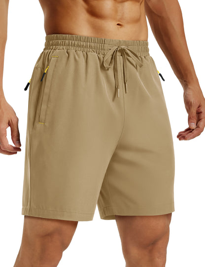 TACVASEN Mens Hiking Shorts Summer 7" Quick Dry Lightweight 3 Zipper Pockets Workout Gym Fitness Athletic Running Shorts Male
