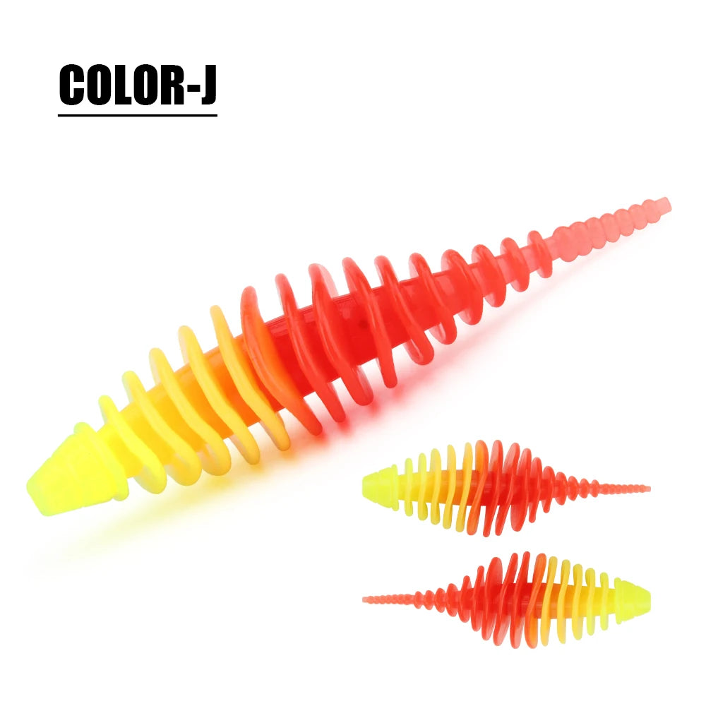 Rosewood Ribbed Worm Soft Plastic Lure Shad Bait 3.6cm/5.3cm For Perch Trout Bass Pike Fishing Tackle Jig Head Drop Shot Pesca