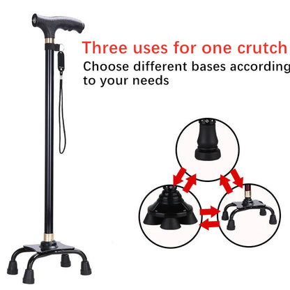 LED Light Walking Stick for Elderly - Adjustable Aluminum Alloy Crutch with Non-Slip Rubber Base for Seniors/Men/Disabled