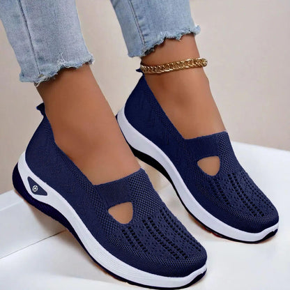 Woman Summer Breathable Mesh Flat Shoes Women Knitted Loafers Elderly Women's Shoes Mom Sneakers Middle-aged Women Casual Shoes