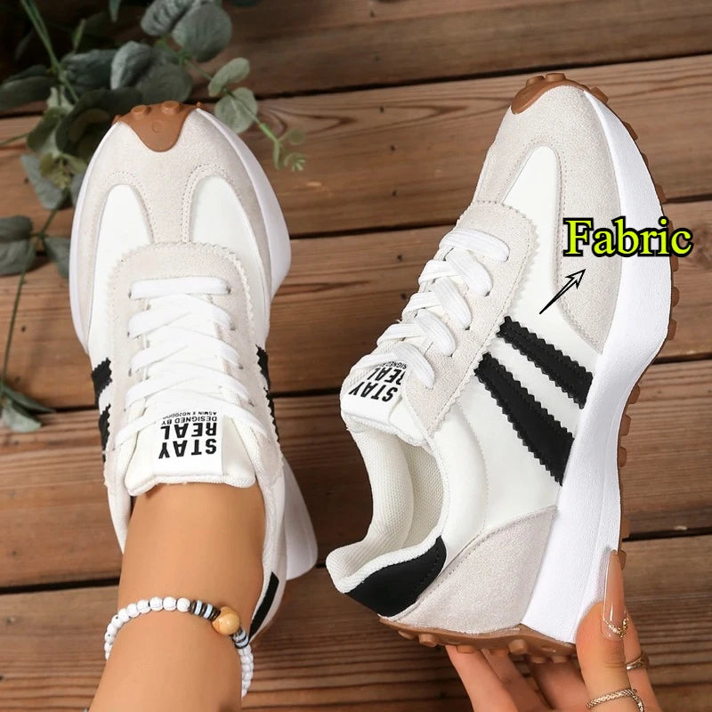 White Women's Sneaker Casual Shoes New Autumn Ladies Patchwork Running Shoes Popular Comfortable Breathable Female Footwear 2025