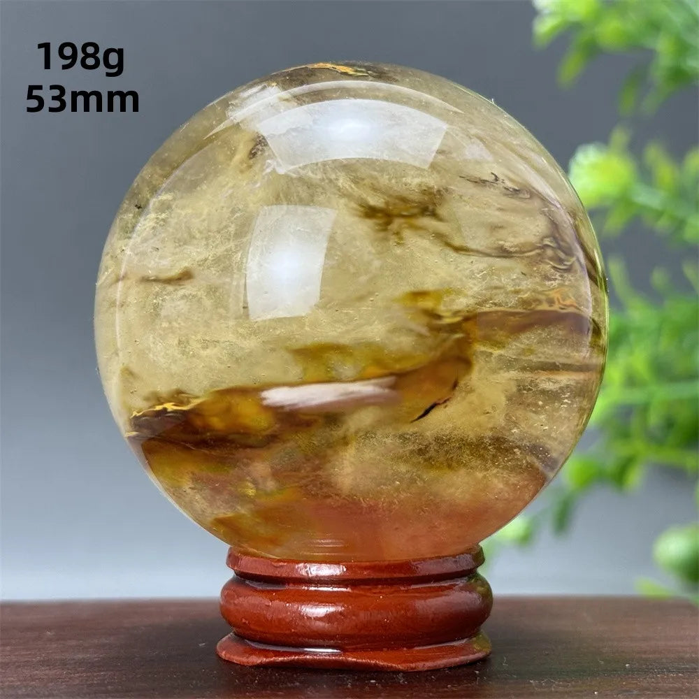 Energy Tiger Skin Smelting Stone Crystal Ball Aura Meditation Witchcraft Prayer Wealth Home Decoration Holiday Gift + Base