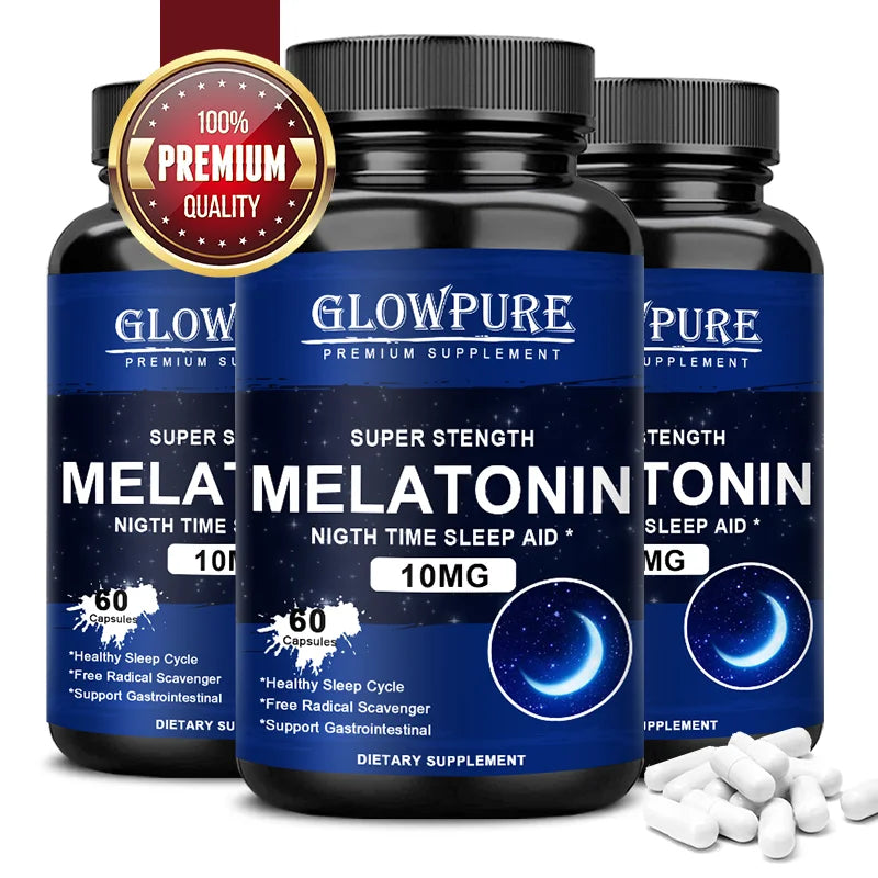 Melatonin 10 mg Capsules - Relieve Insomnia Healthy Sleep Quality Deep Sleep Stress Relief