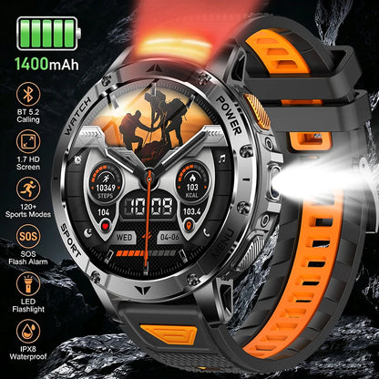 Smart Watch 1.7'' IPS Screen 1400mAh Battery IPX8 Waterproof 120+ Sports SOS LED BT Call Heart Rate Monitor Men Women