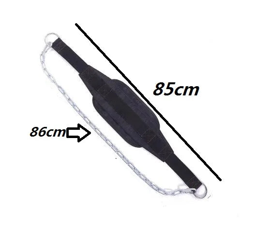 Weight Lifting Dip Belt Neoprene Back Gym Belt with Chain for Fitness Bodybuilding Pull up Strength Training Load Waist Strap