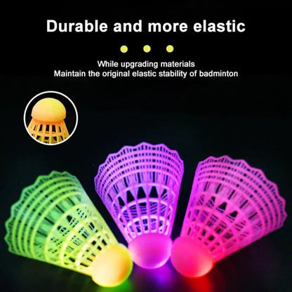 3pcs LED Badminton Shuttlecocks Colorful Lights Nylon Badminton Balls Beginner-Friendly Sports Training Light-Up Shuttlecocks
