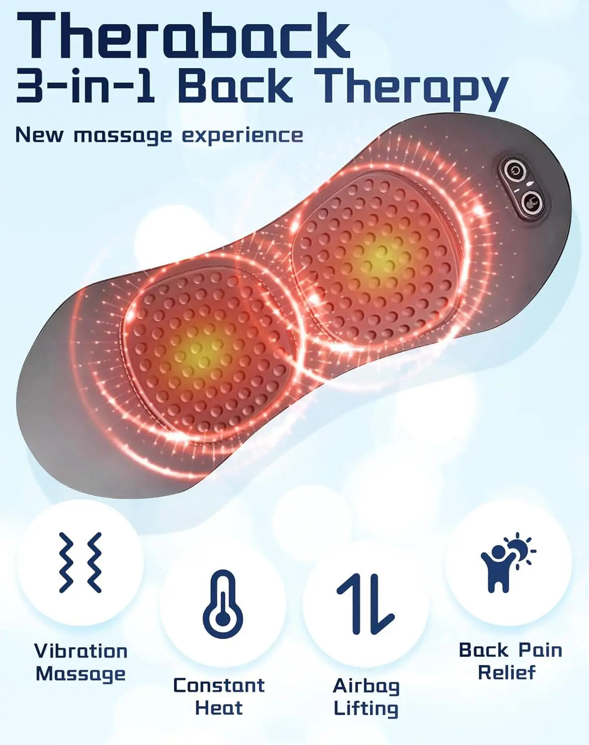 Back Massager  3-in-1 Design with Vibration Back Pain Relief, 135° Ergonomic Contour, Skin-Friendly Fabric & One-Touch Control