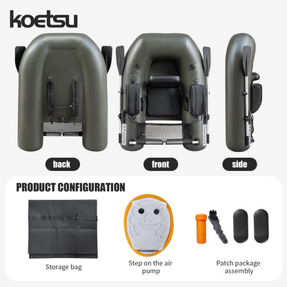 KOETSU Excellent Inflatable Bass Boat - Perfect for Lure Casting & Freshwater Fishing Lightweight Inflatable Lure Craft