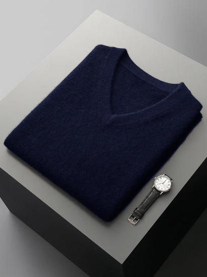 Autumn Winter Men's Wool Vests V-neck Sleeveless Pullover Sweater 100% Merino Wool Knitted Basic Smart Casual Cashmere Waistcoat