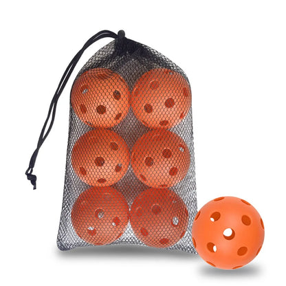 6pcs Portable 26 Holes Pickleball Balls Balanced High Bounce Pickle Balls with Bag Crack-Resistant PVC Competition Ball Indoor