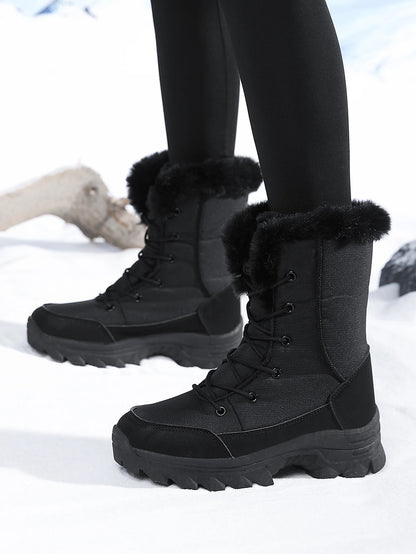 Winter Snow Boots for Women, Waterproof, Non-Slip, Warm, Northeast-Style Large Cotton Shoes, Ski Boots, Fleece-Lined, Thickened, Wear-Resistant, High-Top Cotton Boots