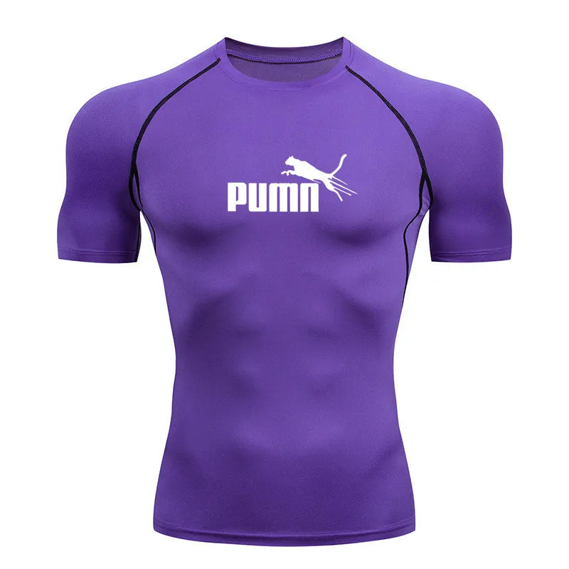 Workout Sportswear for Men's Compression Quick Dry Fit Short Sleeve Athletic T-Shirt for Gym Fitness Running Sport Bodybuilding