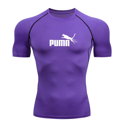 Workout Sportswear for Men's Compression Quick Dry Fit Short Sleeve Athletic T-Shirt for Gym Fitness Running Sport Bodybuilding