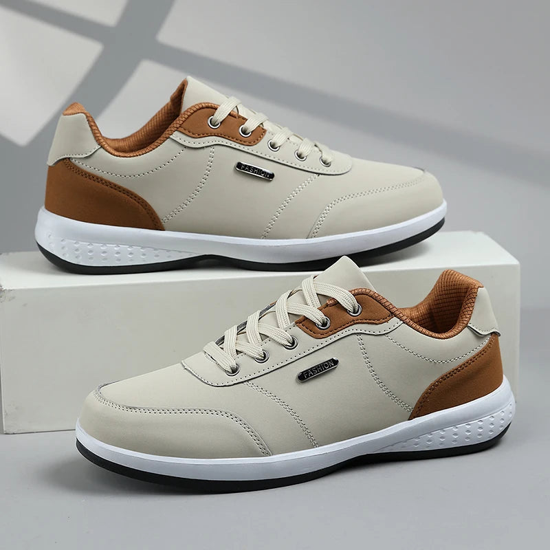 2026 New Walking Sports Shoes Leather Waterproof Casual Sports Shoes Non-slip Shock Absorption Running Shoes Men's Tennis Shoes