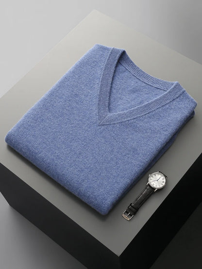 Autumn Winter Men's Wool Vests V-neck Sleeveless Pullover Sweater 100% Merino Wool Knitted Basic Smart Casual Cashmere Waistcoat