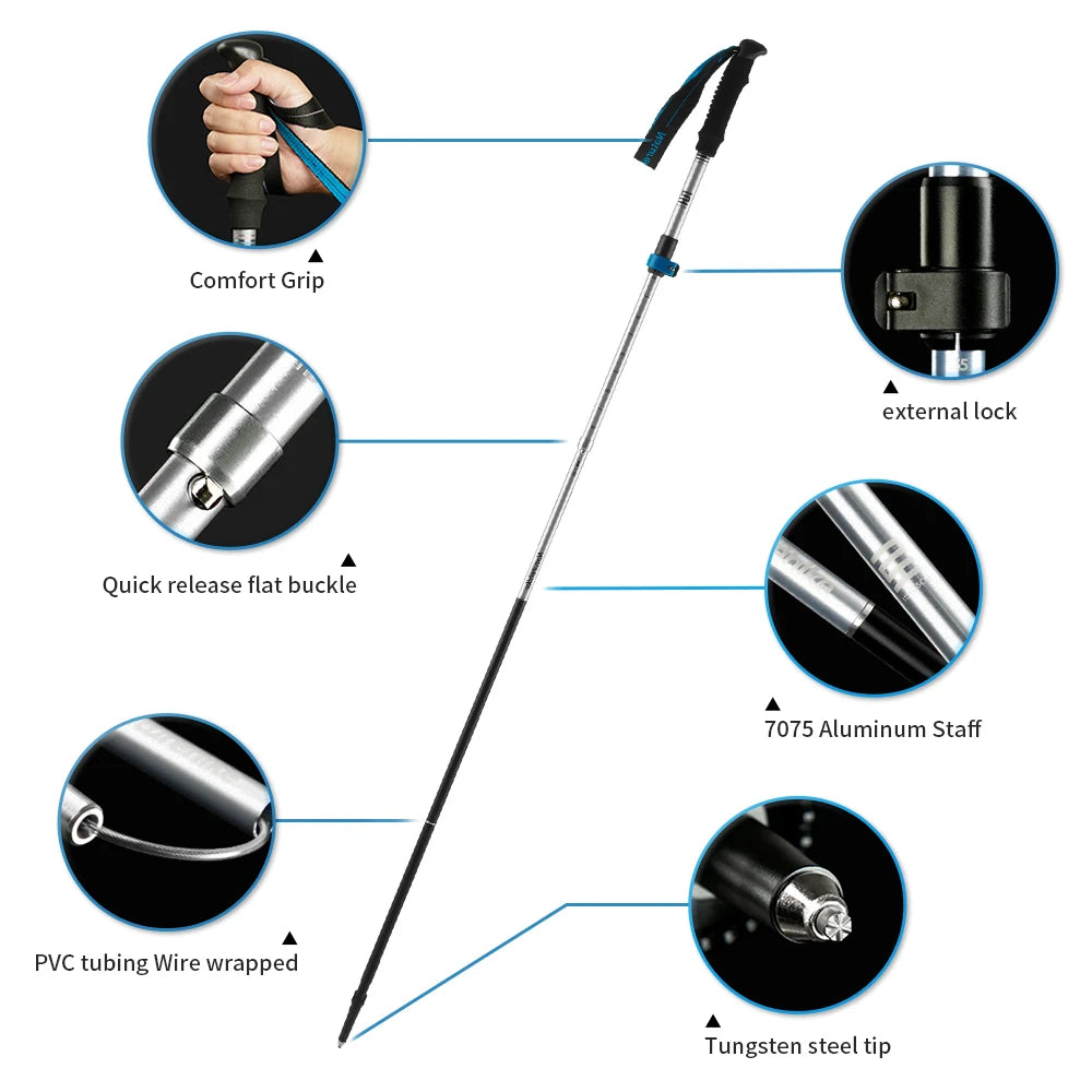 Naturehike ST09 Trekking Poles Nordic Walking Poles Aluminum Trekking Sticks Foldable Hiking Pole Telescopic stick Walking stick