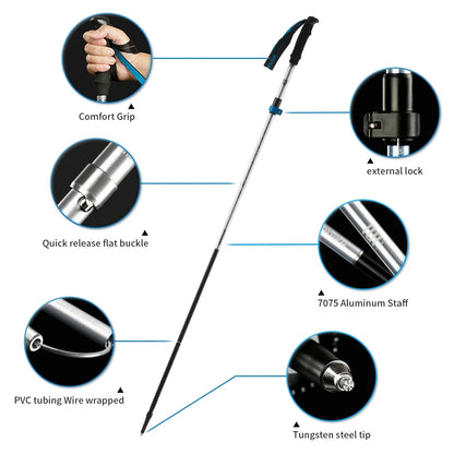 Naturehike ST09 Trekking Poles Nordic Walking Poles Aluminum Trekking Sticks Foldable Hiking Pole Telescopic stick Walking stick