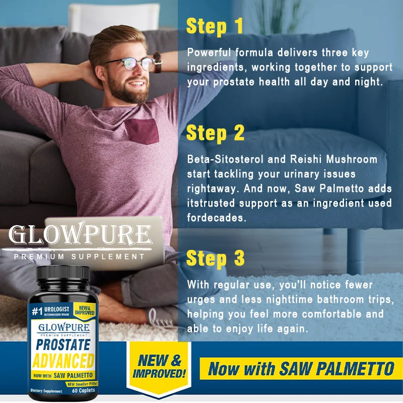 Saw Palmetto Prostate Supplement for Men - Supports Bladder, Urinary & Prostate Health with Beta-Sitosterol, Reishi, Vitamin D