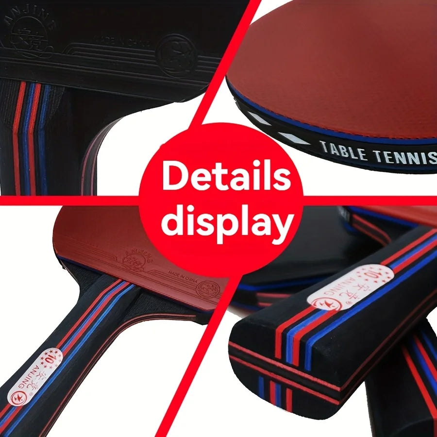 A Professional Carbon Fiber Table Tennis Racket Set, Suitable for Adult Competitions, Includes 2 10-Star Rackets, Competition-Grade Table Tennis Double Rackets
