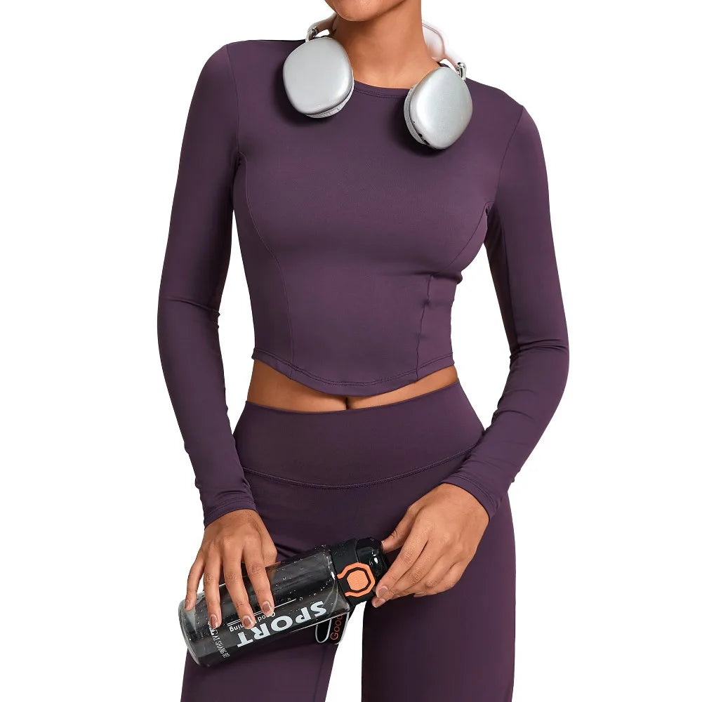 Gym Workout Top Women's Winter Tight-Fitting Long-Sleeved Yoga Sports Fitness Clothes Pilates Running Sports Long-Sleeved Tops
