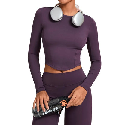 Gym Workout Top Women's Winter Tight-Fitting Long-Sleeved Yoga Sports Fitness Clothes Pilates Running Sports Long-Sleeved Tops