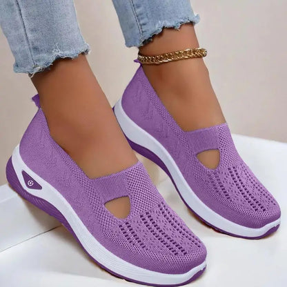 Woman Summer Breathable Mesh Flat Shoes Women Knitted Loafers Elderly Women's Shoes Mom Sneakers Middle-aged Women Casual Shoes
