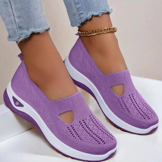 Woman Summer Breathable Mesh Flat Shoes Women Knitted Loafers Elderly Women's Shoes Mom Sneakers Middle-aged Women Casual Shoes