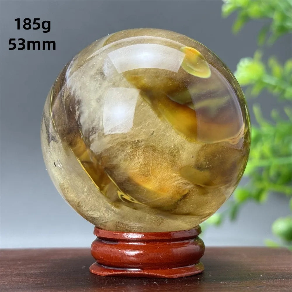 Energy Tiger Skin Smelting Stone Crystal Ball Aura Meditation Witchcraft Prayer Wealth Home Decoration Holiday Gift + Base