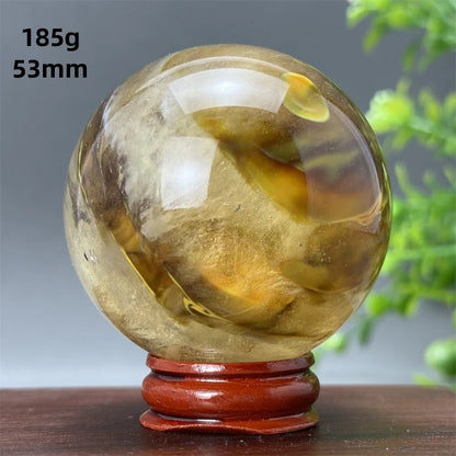 Energy Tiger Skin Smelting Stone Crystal Ball Aura Meditation Witchcraft Prayer Wealth Home Decoration Holiday Gift + Base