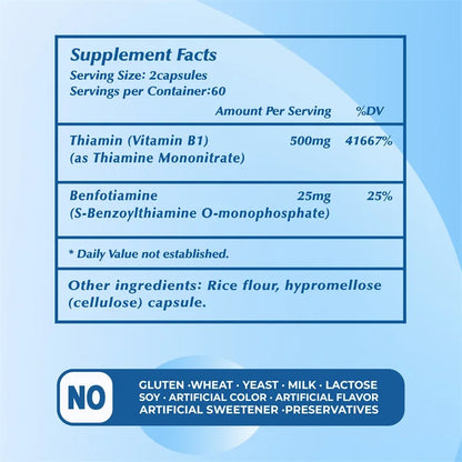 Vitamin B1 Complex - Improves Energy Levels, Boosts Metabolism, and Supports Nervous System Health