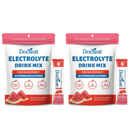 Electrolyte Drink Mix Zero Sugar Hydration Energy Support with Electrolytes Amino Acids Watermelon Flavor 15 Sticks
