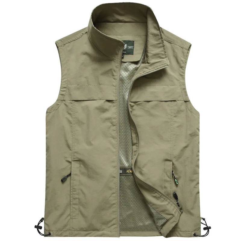 Men Outdoor Mesh Thin Waistcoats Climbing Sleeveless Jackets New Summer Men Multi-pockets Fishing Photography Breathable Vests