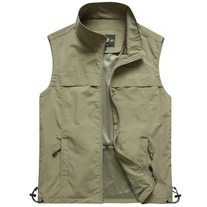 Men Outdoor Mesh Thin Waistcoats Climbing Sleeveless Jackets New Summer Men Multi-pockets Fishing Photography Breathable Vests