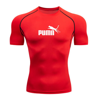 Workout Sportswear for Men's Compression Quick Dry Fit Short Sleeve Athletic T-Shirt for Gym Fitness Running Sport Bodybuilding