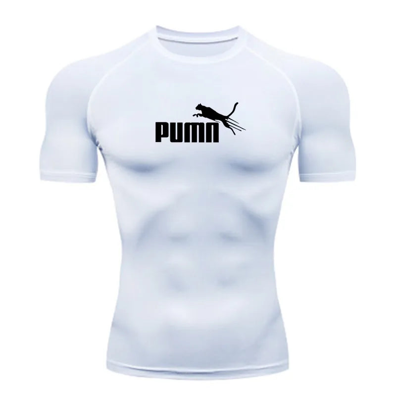 Workout Sportswear for Men's Compression Quick Dry Fit Short Sleeve Athletic T-Shirt for Gym Fitness Running Sport Bodybuilding