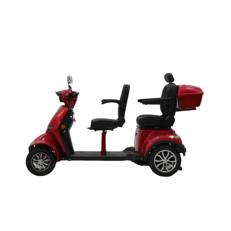 1000W 2 Seater Electric Mobility Scooter for Seniors Adults 4 Wheel Disabled Scooter with Tail Box High Power Quad Moped Motor