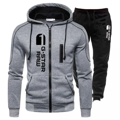 Autumn and Winter 2025 New Men's zippered jacket sportswear set, outdoor jogging men's casual sweatshirt + Pants 2-piece set