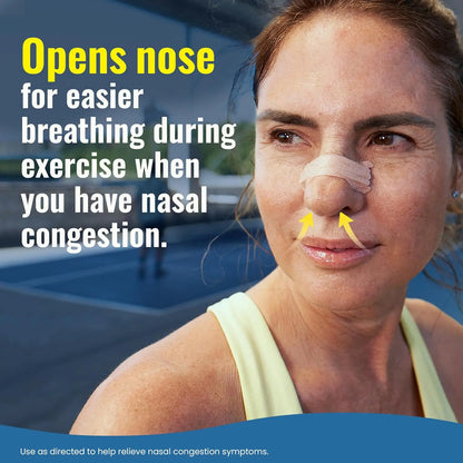 Breathe Right Sport Nasal Strips, Sweat‑Resistant ActiveVent Tan 44 Counts, Extra Strength Drug‑Free, Secure Hold During Workout, Easier Nasal Breathing for Sports Exercise & Sleep