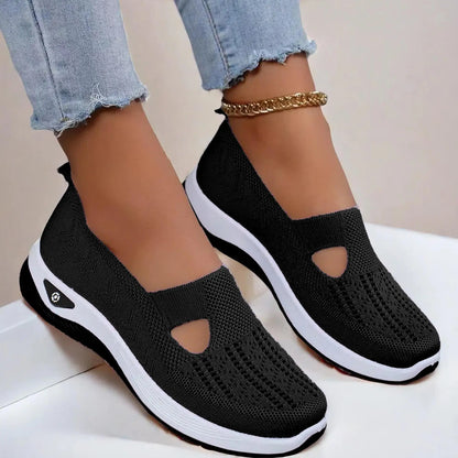 Woman Summer Breathable Mesh Flat Shoes Women Knitted Loafers Elderly Women's Shoes Mom Sneakers Middle-aged Women Casual Shoes