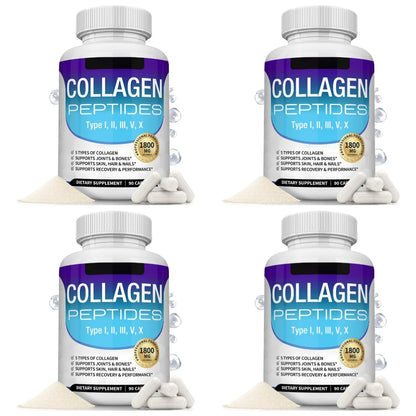 Collagen Peptides Capsules with 5 Types of Collagen for Joints, Bones, Skin, Hair & Nails Wellness Support, Adults, 90 Capsules