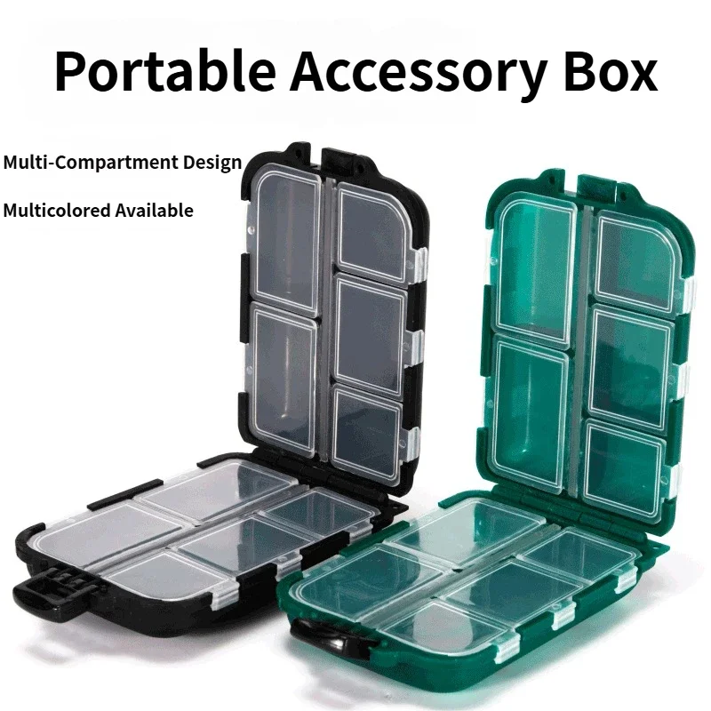 Fishing Tackle Box 10 Compartment Lure Hook Storage Case Double Sided Fishing Tool Organizer Multifunctional Bait Containe